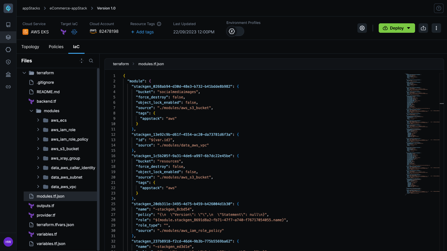 4. Generate deployment files for target cloud