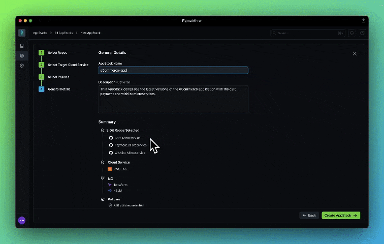 A gif of how StackGen takes your infrastructure as code deployment architecture and enhances resource connections with guardrails
