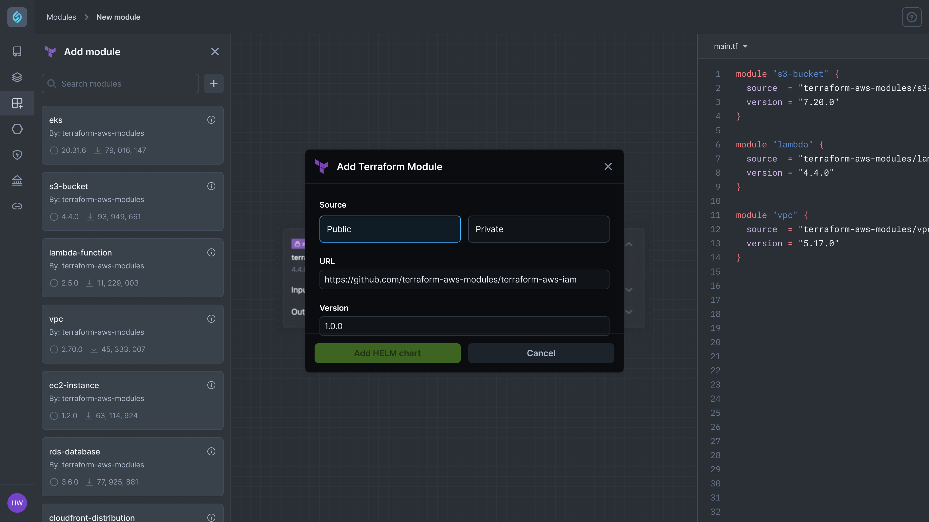 1. Bring pre-built Terraform modules from private or public sources