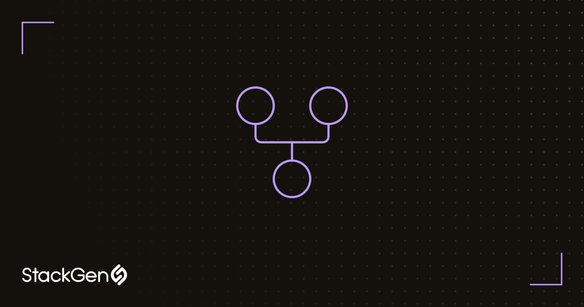StackGen Aiden for InfraOps banner: a violet branching-path icon on a dark dot-field background.